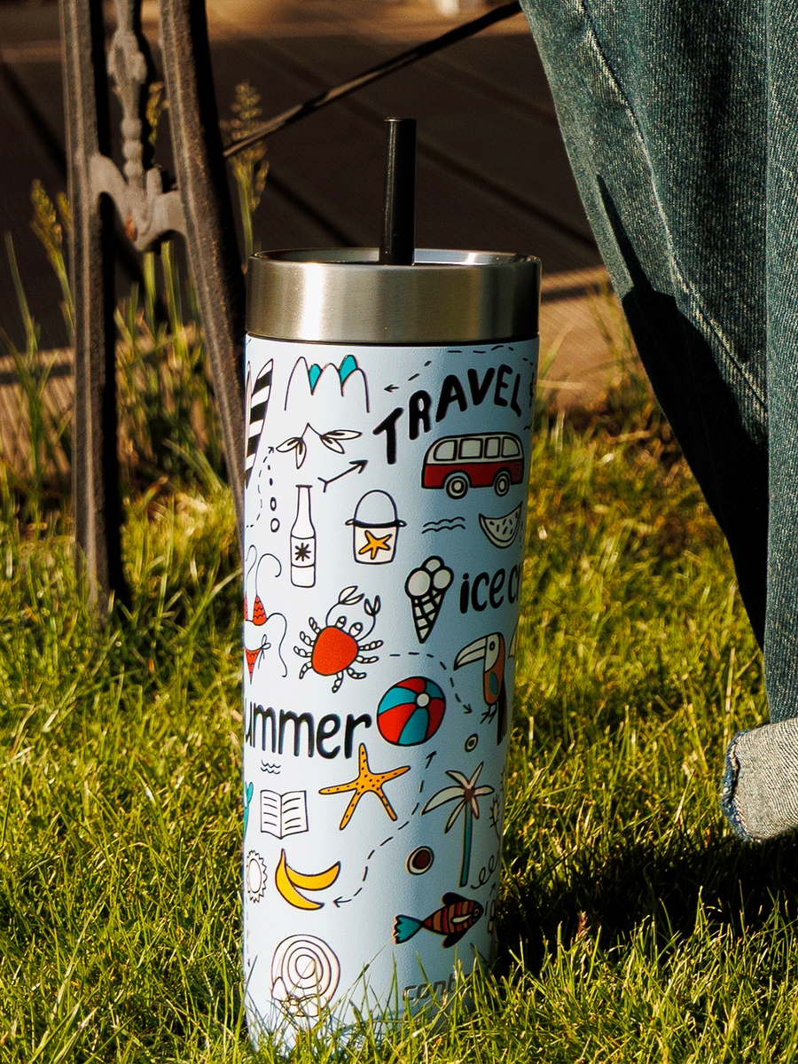 Contigo Luxe Tumbler - Kubek termiczny ze słomką - 720ml - Summer - Periwinkle
