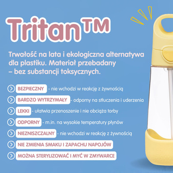 B.Box Butelka na wodę tritanowa ze słomką 600ml Lemon Twist b.box