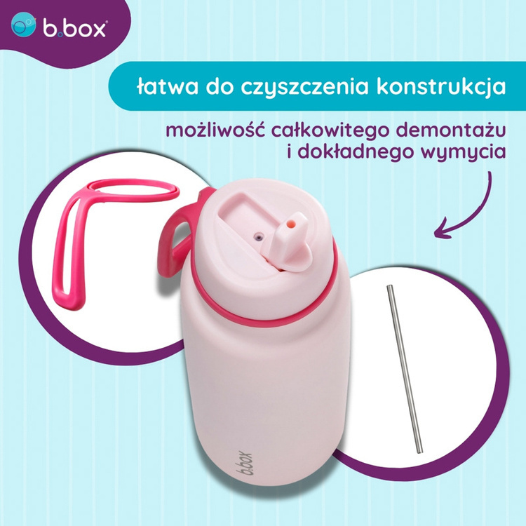 B.Box Butelka termiczna ze składanym ustnikiem – termos ze stali nierdzewnej 1l Pink Paradise