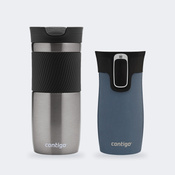 Contigo Byron 470 ml Gunmetal + West Loop Mini 300 ml niebieski metalik - Zestaw kubków termicznych
