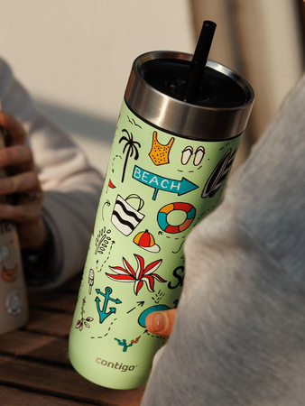 Contigo Luxe Tumbler - Kubek termiczny ze słomką - 720ml - Summer - Cucumber