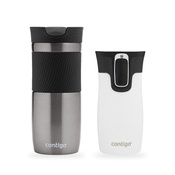 Contigo Byron 470 ml Gunmetal + West Loop Mini 300 ml biały metalik - Zestaw kubków termicznych