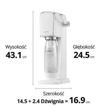 Saturator do wody gazowanej SodaStream ART biały'+ 1 butelka + nabój CO2