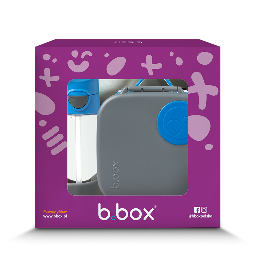 b.Box Zestaw Prezentowy Mini Lunchbox + Bidon ze Słomką 450ml Blue Slate
