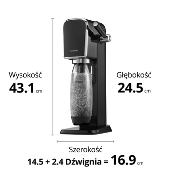 Saturator do wody gazowanej SodaStream ART czarny'+ 1 butelka + nabój CO2