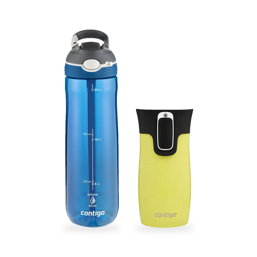 Zestaw Contigo butelka Ashland 720 ml + kubek termiczny West Loop Mini 300 ml – żółty metalik