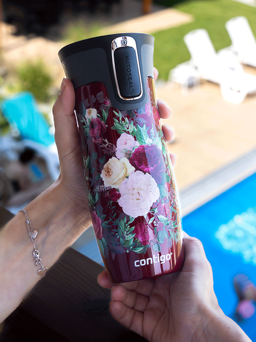 Contigo West Loop 2.0 - Kubek termiczny - 470ml - Kwiaty - Czerwony