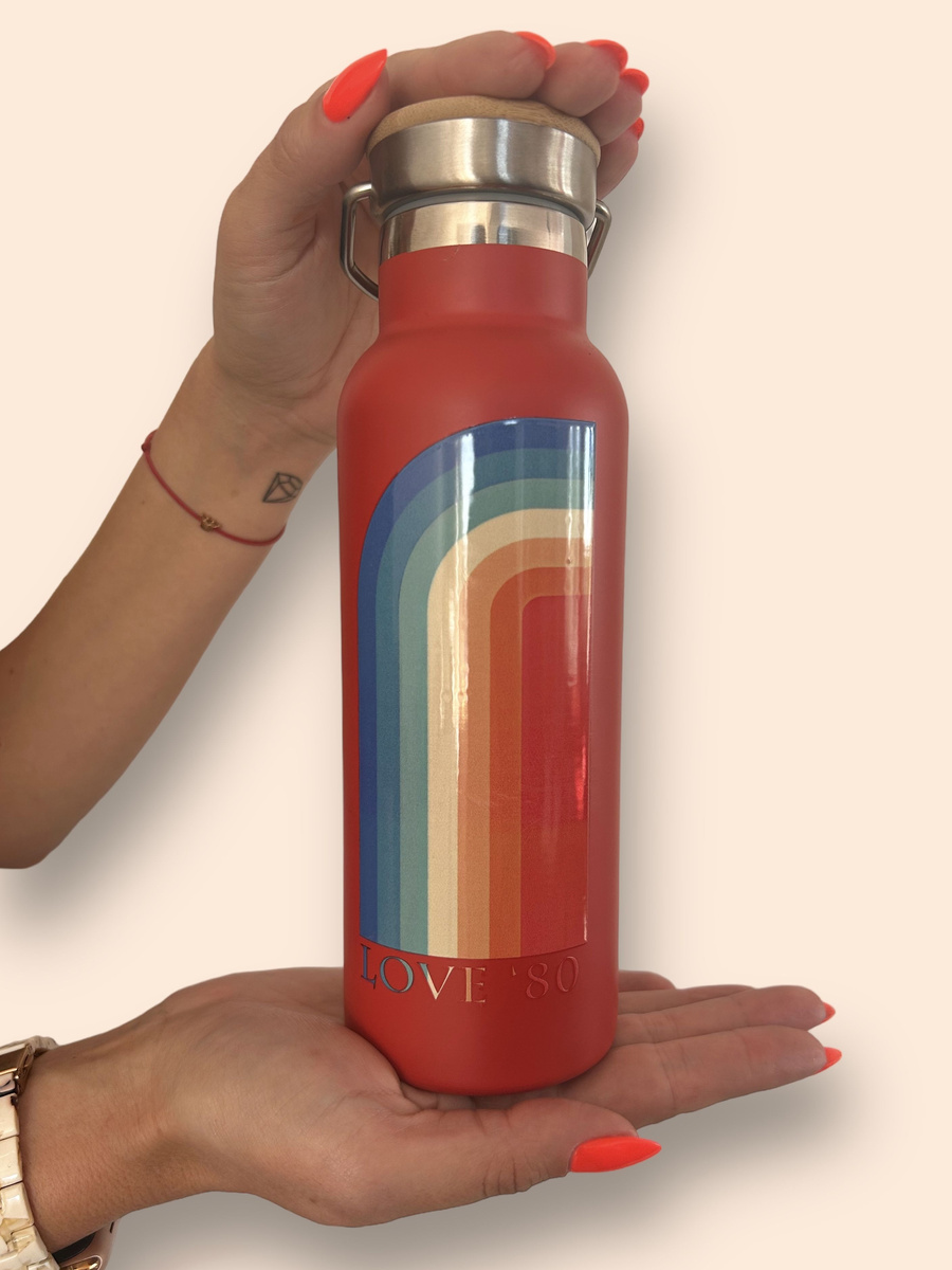 Butelka termiczna stalowa Dr.Bacty Iris 500 ml - Czerwona - Love