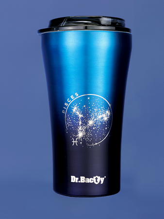 Dr.Bacty Apollo 2.0 - Kubek termiczny na kawę - "Ryby" - 360 ml - Monaco Blue