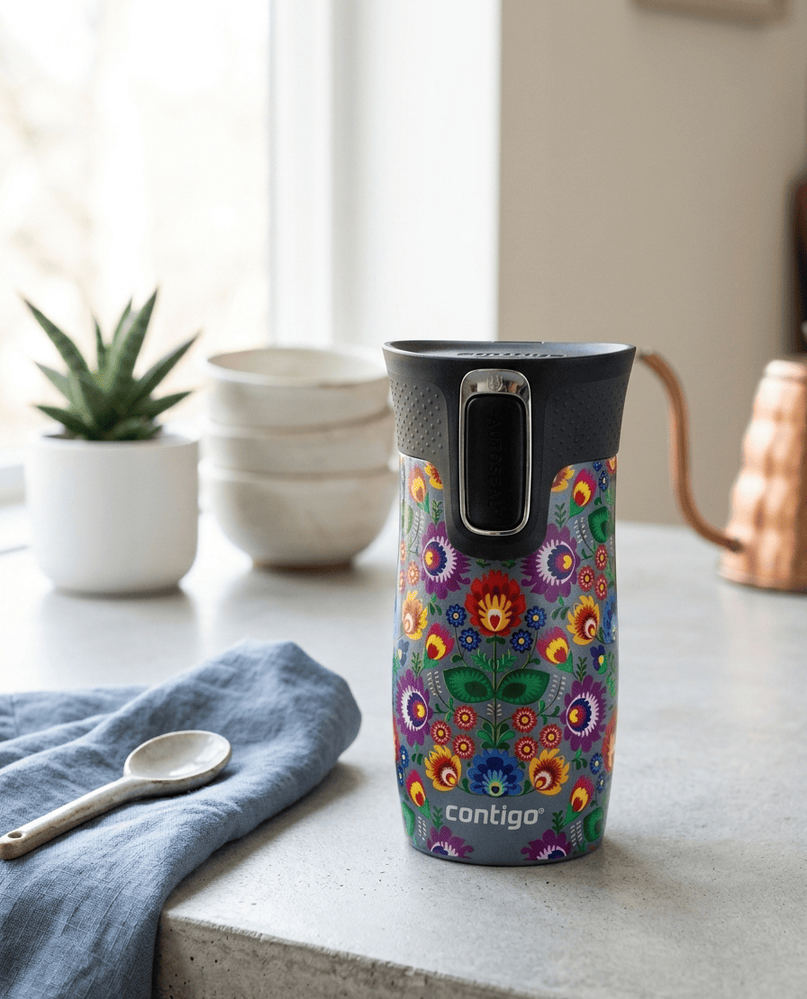 Contigo West Loop Mini - Kubek termiczny - 300ml - Folklor - Niebieski Metalik