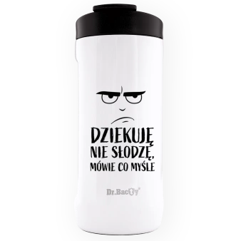 Dr.Bacty Notus - Kubek na napoje - 360 ml - Dziękuje, nie słodzę - biały