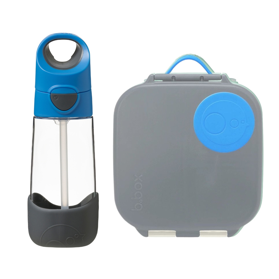 b.Box Zestaw Prezentowy Mini Lunchbox + Bidon ze Słomką 450ml Blue Slate