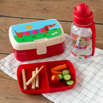 Rex London Zestaw śniadaniowy lunchbox i bidon Jamniki