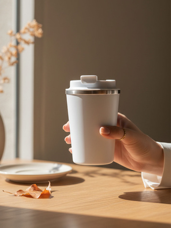 Szczelny kubek termiczny Dr.Bacty Terra RCS 300ml – Stal z recyklingu - Arktyczna Biel