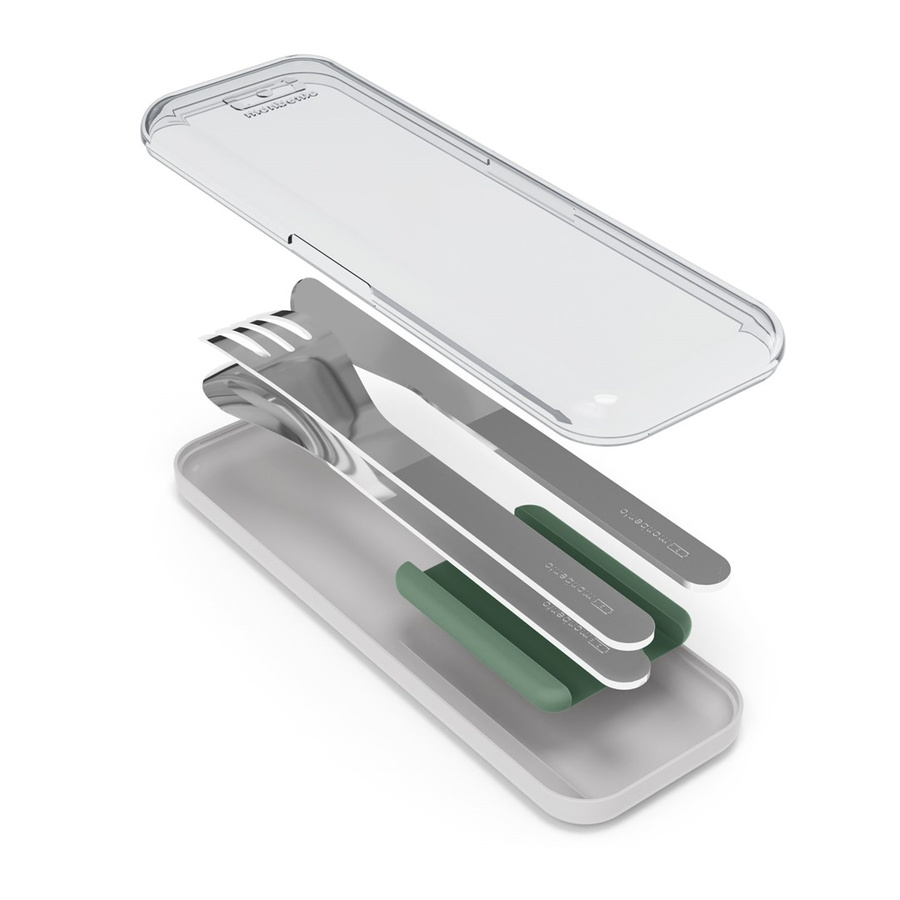 Monbento Zestaw sztućców podróżnych SlimBox NaturalGreen