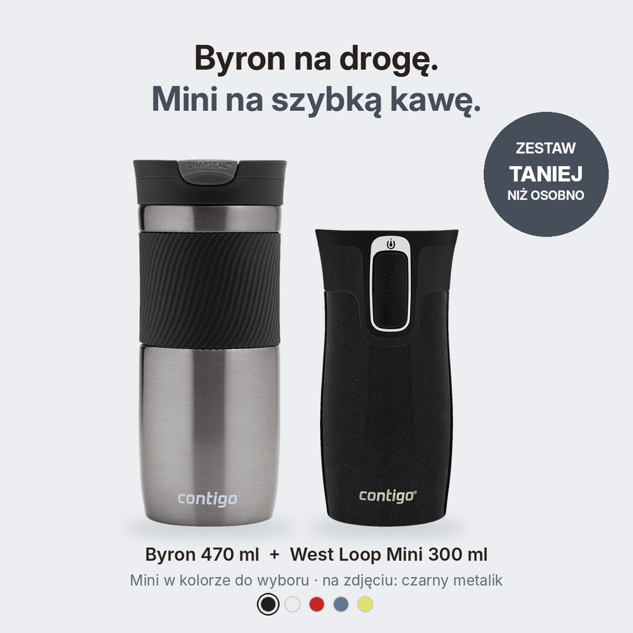 Contigo Byron 470 ml Gunmetal + West Loop Mini 300 ml czarny metalik - Zestaw kubków termicznych