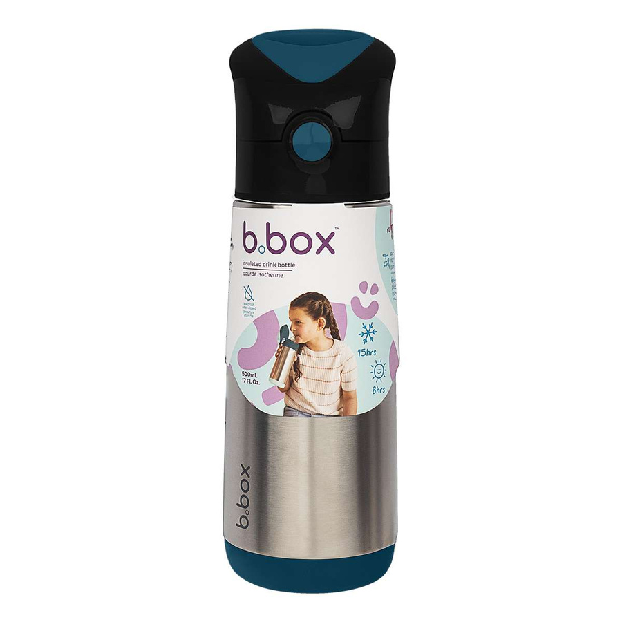 B.box Duży Bidon Termiczny Stalowy ze Słomką 500ml Night Vision