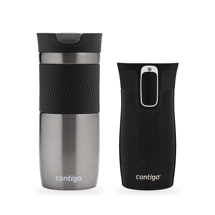 Contigo Byron 470 ml Gunmetal + West Loop Mini 300 ml czarny metalik - Zestaw kubków termicznych