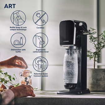 Saturator do wody gazowanej SodaStream ART czarny'+ 1 butelka + nabój CO2