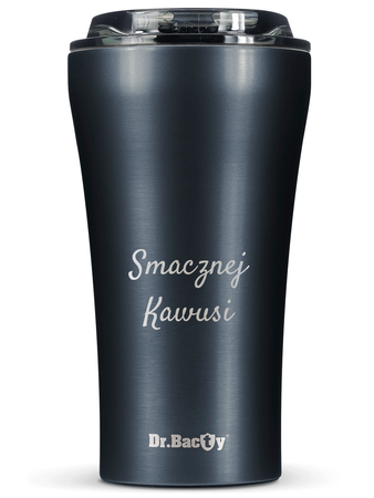 Dr.Bacty Apollo 2.0 - Kubek termiczny na kawę - Smacznej kawusi - 360 ml - Gunmetal