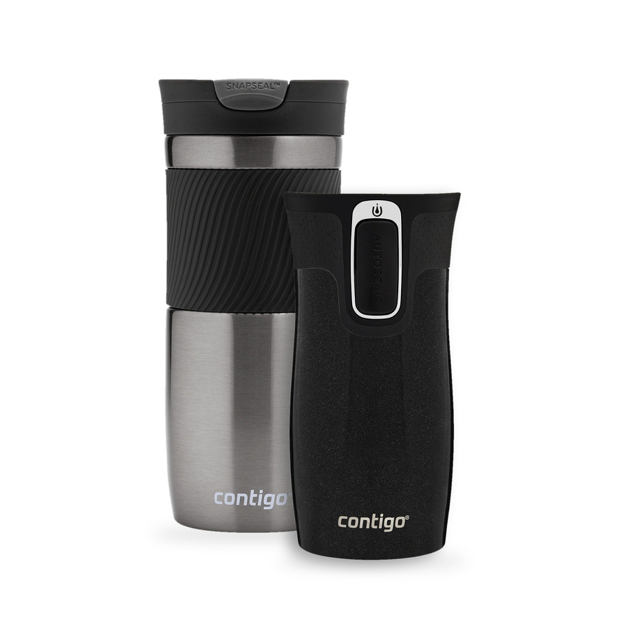 Contigo Byron 470 ml Gunmetal + West Loop Mini 300 ml czarny metalik - Zestaw kubków termicznych