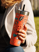 Contigo Luxe Tumbler - Kubek termiczny ze słomką - 720ml - Summer - Coral