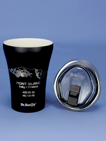 Dr.Bacty Apollo - Kubek termiczny do kawy - 227 ml - Mont Blanc - czarny