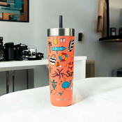 Contigo Luxe Tumbler - Kubek termiczny ze słomką - 720ml - Summer - Coral