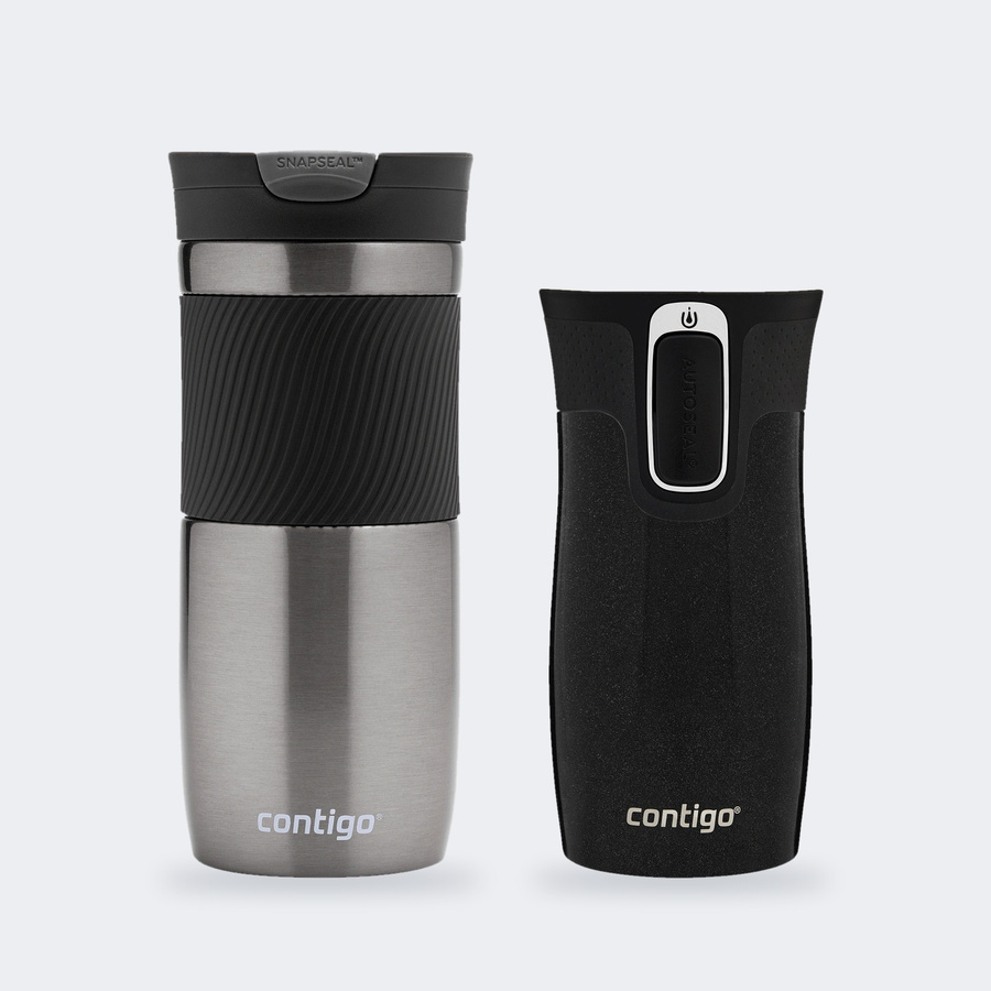 Contigo Byron 470 ml Gunmetal + West Loop Mini 300 ml czarny metalik - Zestaw kubków termicznych