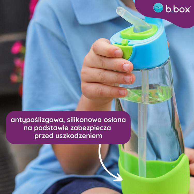 B.Box Butelka na wodę tritanowa ze słomką 600ml Blue Slate b.box