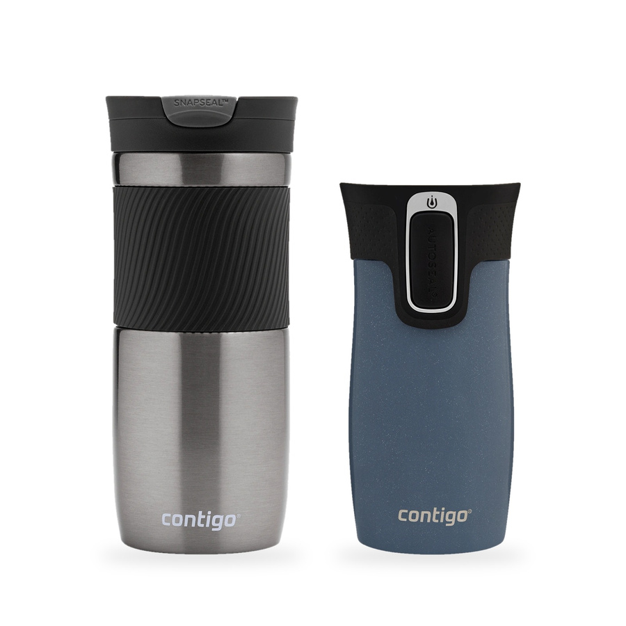 Contigo Byron 470 ml Gunmetal + West Loop Mini 300 ml niebieski metalik - Zestaw kubków termicznych