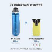 Contigo butelka Ashland 720 ml + kubek termiczny West Loop Mini 300 ml żółty metalik - Zestaw