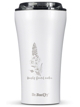 Kubek termiczny na kawę Dr.Bacty Apollo 2.0 360 ml "Dziewanna wielkokwiatowa" – Biały