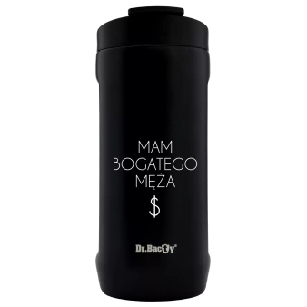 Kubek termiczny 2w1 Dr.Bacty Notus 360 ml - Żona bogatego męża - czarny