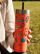 Contigo Luxe Tumbler - Kubek termiczny ze słomką - 720ml - Summer - Coral