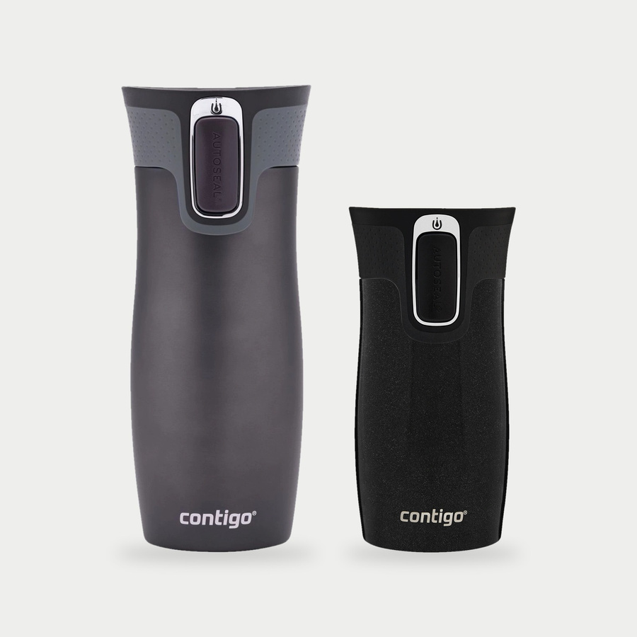 Contigo West Loop grafitowy 470 ml + West Loop Mini 300 ml czarny metalik - Zestaw kubków termicznych