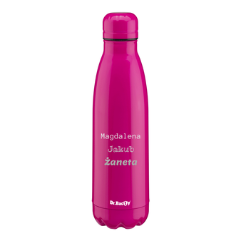 Butelka termiczna stalowa Dr.Bacty Atena 500 ml -  Fluo Fuksja - personalizowana grawerem