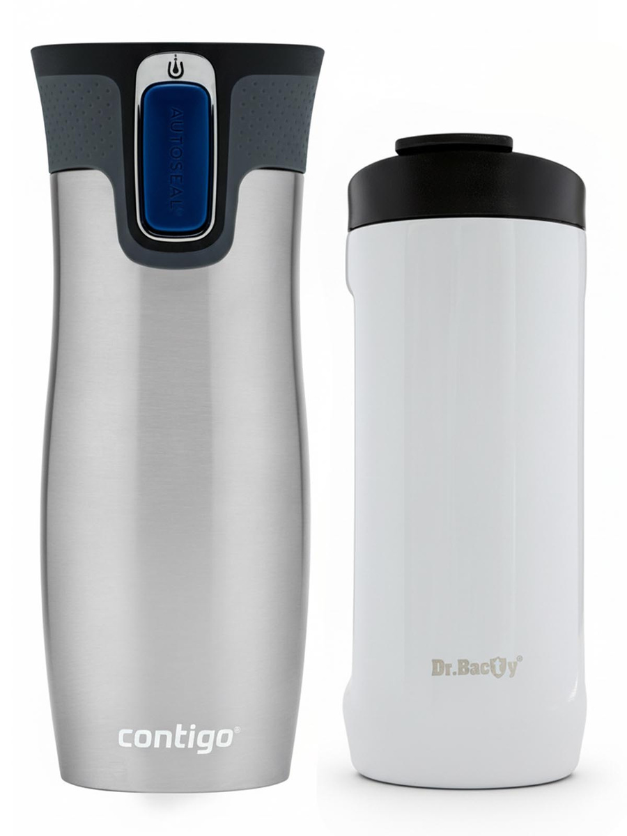 Zestaw kubków termicznych Contigo West Loop 2.0 470ml - stalowy + Dr.Bacty Notus 360 ml - biały