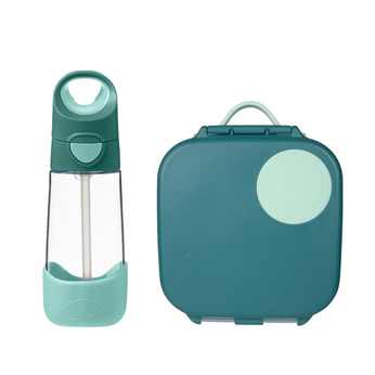 B.Box Zestaw Mini Lunchbox + Butelka tritanowa ze słomką 450ml Emerald Forest