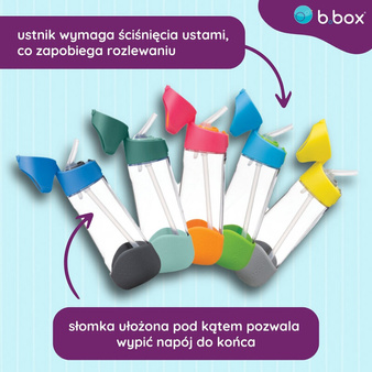B.Box Butelka na wodę tritanowa ze słomką 600ml Blue Slate b.box