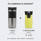 Contigo Byron 470 ml Gunmetal + West Loop Mini 300 ml żółty metalik - Zestaw kubków termicznych