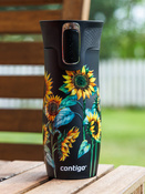 Kubek termiczny Contigo West Loop 2.0 470 ml - Słoneczniki - czarny