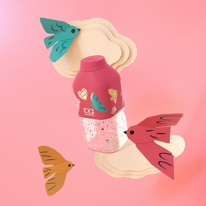 Monbento Butelka Positive S Graphic Pink Birds