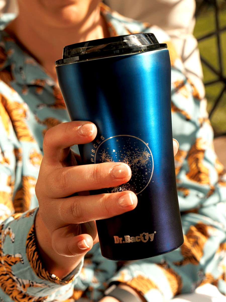 Dr.Bacty Apollo 2.0 - Kubek termiczny na kawę - "Ryby" - 360 ml - Monaco Blue
