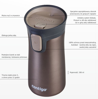 Kubek termiczny Contigo Pinnacle 300ml - Latte - powystawowy