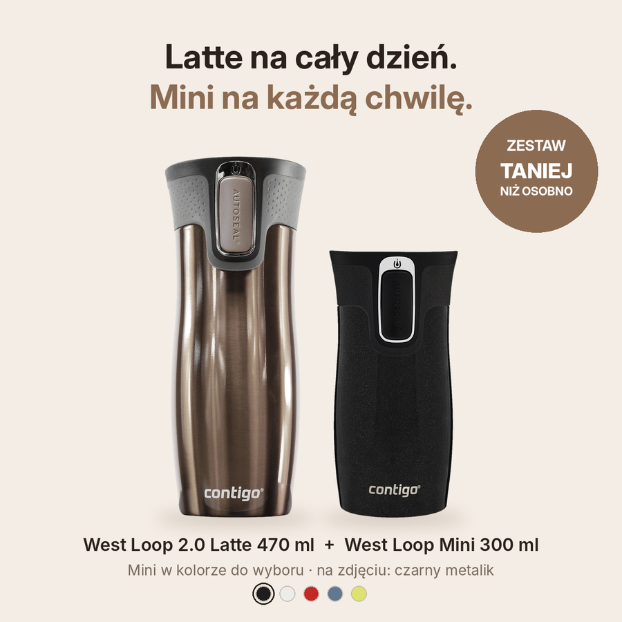 Contigo West Loop 2.0 Latte 470 ml + West Loop Mini Czarny 300 ml - Zestaw kubków termicznych